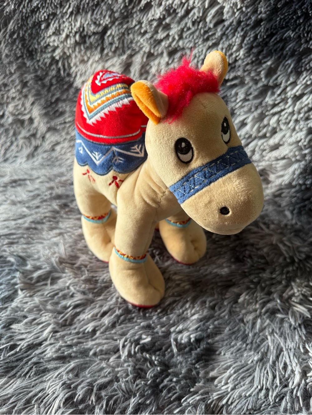 Plush Camel Stuffed Animal Toy - Beige with Red Saddle